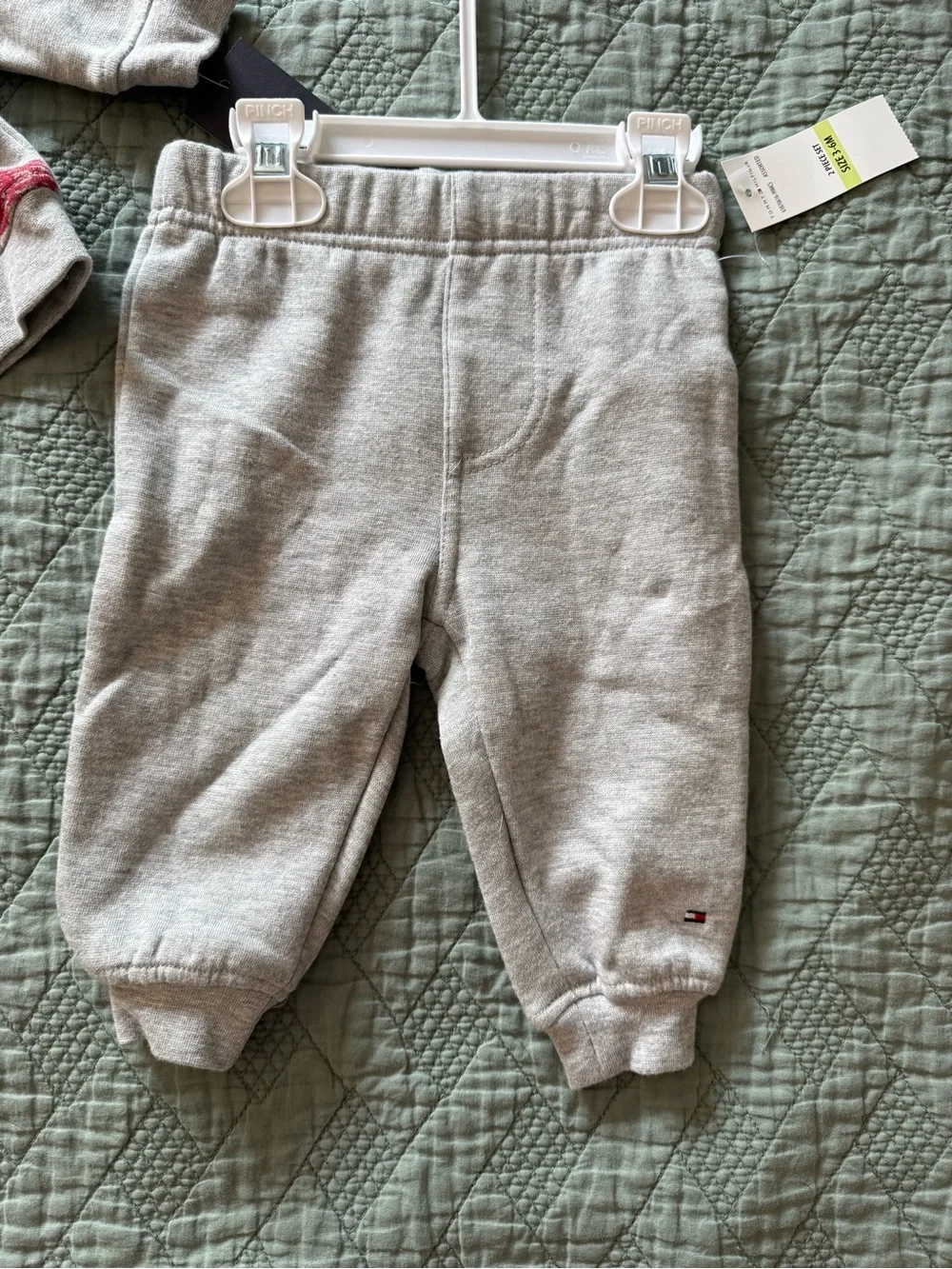 Tommy Hilfiger Gray Hoodie & Jogger Set with Red and Navy Flag Detail
